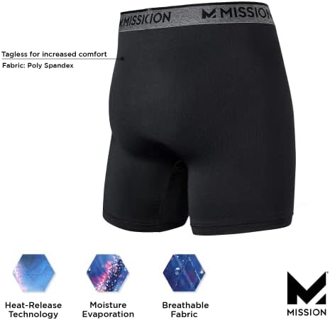 תקציר מתאגרף Mission Mess 6 תחתוני גברים - שחרור חום ביצועים - 3 חבילה