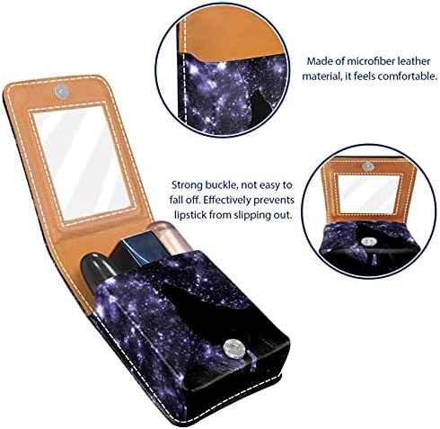 זאב דפוס גלוס מחזיק שפתון מקרה נייד איפור תיק נסיעות שפתון ארגונית מקרה עם מראה מיני שפתון תיבת אחסון עבור נשים