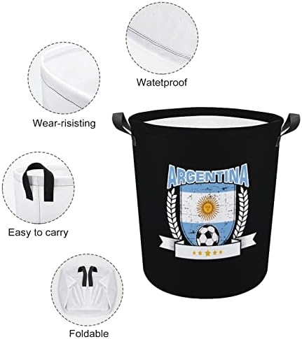 ארגנטינה כדורגל כדורגל סל כביסה עם ידיות עגול מתקפל כביסת אחסון סל לחדר שינה אמבטיה