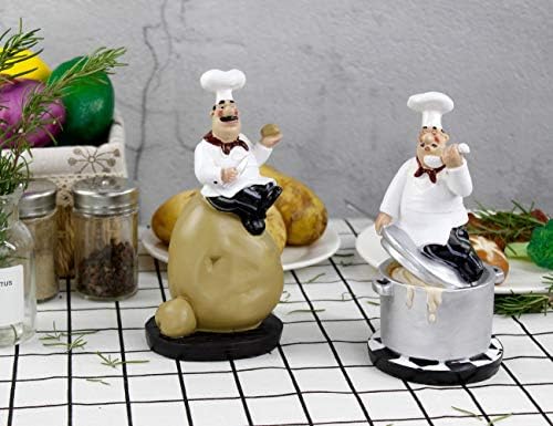 Beonueni 4 PCS שף איטלקי פסל צלמיות תפאורה למטבח עם תפוחי אדמה קישוט