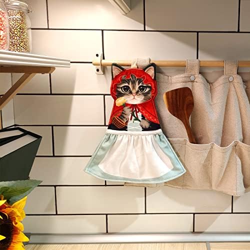 פט ג'ומג נסיכה חמודה מגבות יד לחתול למטבח אמבטיה, חתול בית מגבת מגבת תלייה מגבות סופגות רכות ומצחיקות מתנות לחתול