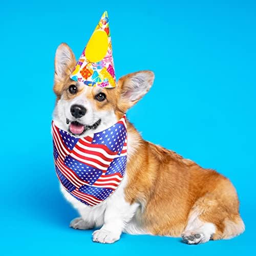 Vefsu דגל אמריקאי כלב בנדנות בנדנות משולש הפיך צעיף ליום העצמאות 4 ביולי ארהב נקרת חיות מחמד מתאימה לכלבים חתולים