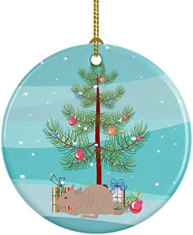 אוצרות קרוליין CK4472CO1 עכברוש עכברוש קישוט קרמיקה לחג המולד שמח, קישוטים לעץ חג המולד, קישוט תלוי לחג המולד, חג, מסיבה, מתנה,