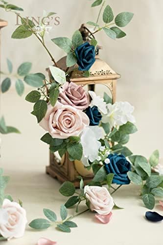קישוטי מעבר לחתונה של לינג 1.8ft פרחים זרי פרחים לכיסאות טקס/חתיכות שולחן/תפאורה קשתית, סט של 6 - ורד מאובק וחיל הים