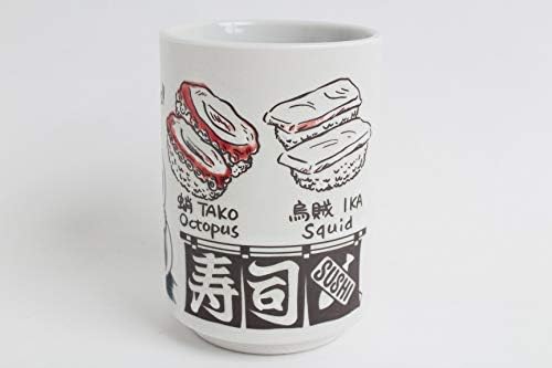 כלי מינו קרמיקה יפנית סושי יונומי כוס תה צ'וואן סנדון ותמנון איקה וטאקו תוצרת יפן YAY054