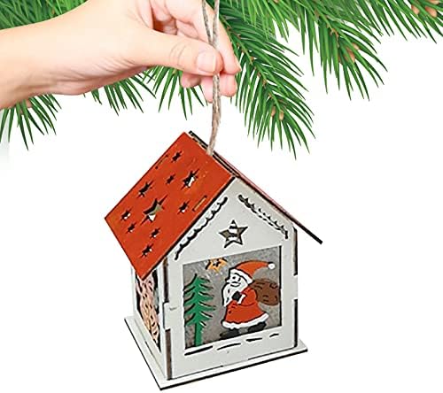 קישוט לחג המולד של XIOS 2022 בית בקתות מואר עץ חג המולד אור עץ עץ LED איש שלג קישוטי סנטה קישוט ותלוי חג ההודיה עם כובעים