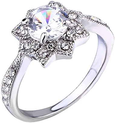 טבעת גודל 6 מעוקב זירקוניה טבעת חג המולד פתית שלג טבעת יהלומי ליידי טבעת חג המולד מתנת אירוסין טבעת
