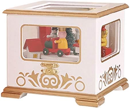 Lhllhl לבן, רכבת אדומה צורה לחג המולד קופסאות אחסון עץ קופסאות אחסון שולחן קישוט בית יום הולדת חתונה
