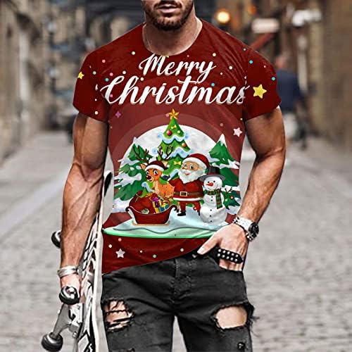 חולצות טריקו של Dsodan Mens חג המולד סנטה קלאוס חייל הדפסה צמרות שרוול קצר מצחיק חג המולד מצחיק מסיבה גרפית דקה מתאימים לשרירים
