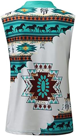נארברג נשים של שרוולים גופיות מערבי אתני סגנון הדפסת חולצות בציר האצטקים אתני חולצה במצוקה רופף בכושר טי