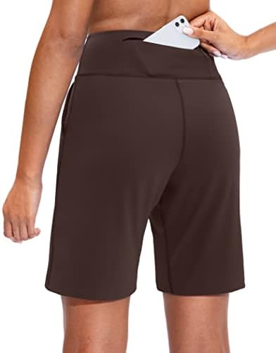 מכנסיים קצרים של Santiny Bermuda לנשים עם כיס רוכסן נשים מותניים גבוהות מכנסיים קצרים ארוכים עבור אימון אימון אתלטי