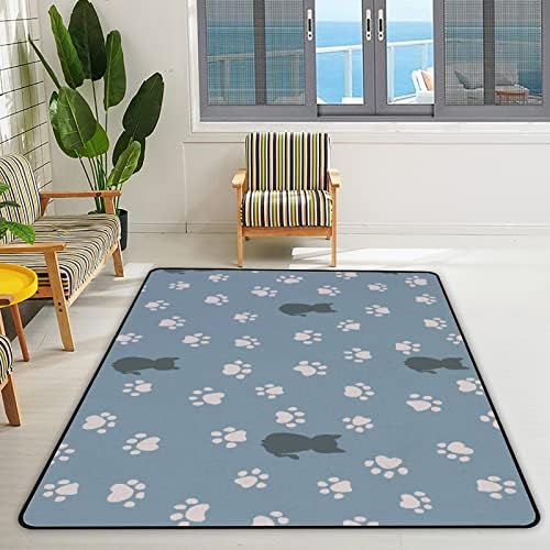 Xollar 80 x 58 בשטיחים גדולים לילדים שטיחים חתולים והדפס כפה משתלת רכה שטיח פליימת לתינוקות לחדר שינה לחדר משחק לילדים