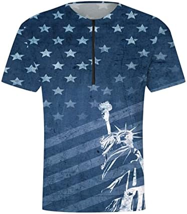 גברים שרוול ארוך ריצה גברים קיץ יום העצמאות דגל דיגיטלי 3 הדפסת רוכסן חולצה קצר גבוה גברים