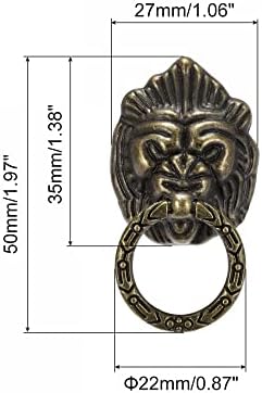 UXCell 2PCS ראש אריה מושך ידית 1.06 x 1.97 מגירת ראש ברונזה מושכת טבעת משיכה לריהוט מזוודת ארונות בהחלפת ברגי