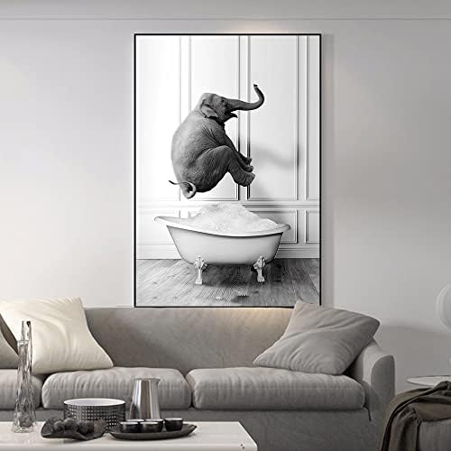 כרזות פיל על אמבטיות קפיצות מעניינות קפיצות פיל עיצוב אמנות פיל ניתן לתלות בעלי חיים הומוריסטיים בחדר האמבטיה לילדים