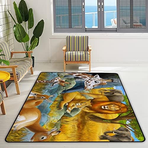 זוחל שטיח מקורה משחק מחצלת חיות ספארי מצוירת לסלון חדר שינה חינוכי חינוך משתלת רצפה שטיחים שטיחים 80x58 אינץ '