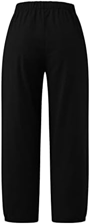 מכנסי קפרי פשתן זונטרולדי לנשים מותניים גבוהות יוגה יוגה מכנסי יבול מכנסי טרנינג עם כיסים