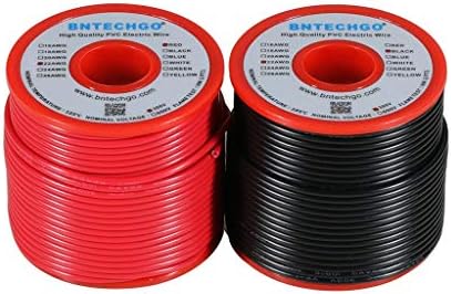 Bntechgo 18 מד PVC 1007 חוט חשמלי מוצק אדום 100 רגל 18 AWG 1007 חיבור חוט נחושת משומר
