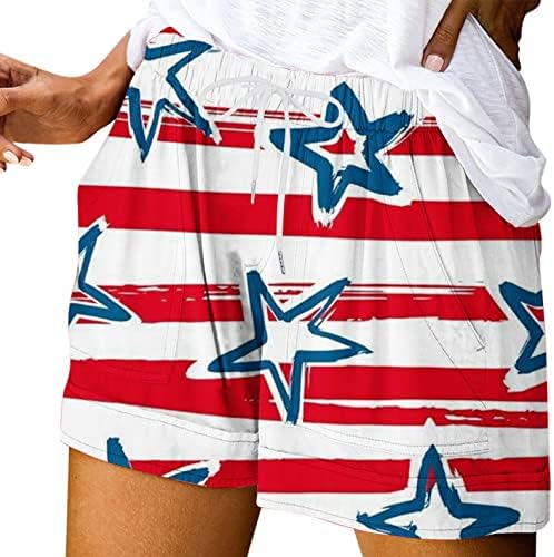 מכנסיים קצרים לנשים מגזרי חוף טרנדיים בקיץ מכנסי יום עצמאות הדפסת המותניים הגבוהות ספורט ספורט מזדמן