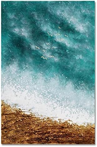 Wdfffe טבעי תקציר גדול בגודל גדול אוקיינוס ​​כחול שמן ציור שמן בד קיר בעבודת יד ציור אמנות