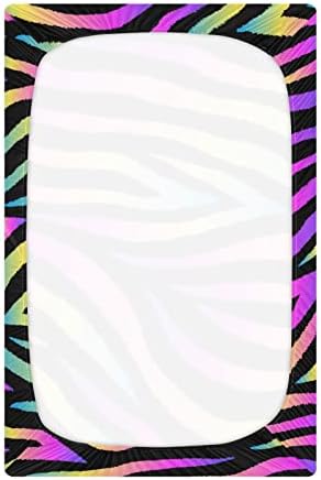 Alaza Rainbow Zebra Sebra Printes Shibes Sheets מצויד סדין בסינט לבנים פעוטות תינוקות, גודל סטנדרטי 52 x 28 אינץ '