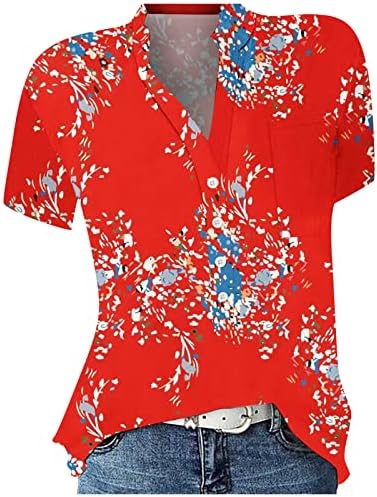 חולצות לנשים נוחות לבושות V צוואר פלוס גודל גודל כפתור למטה טוניקה רופפת צמרות טוניקה בסיסיות צמרות קיץ אלגנטיות