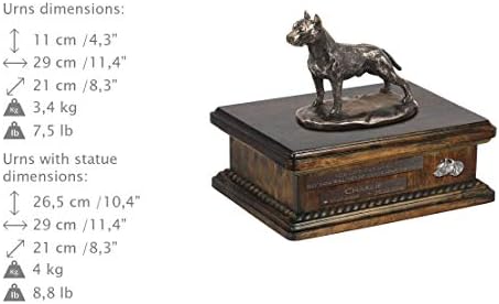 אמריקאי סטאפורדשייר טרייר 2, כד עבור כלב אפר זיכרון עם פסל, לחיות מחמד של שם וציטוט-ארטדוג אישית