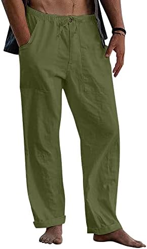 בגדי פשתן יתר לגברים מכנסי פשתן טבעיים לגברים בצבע כיס פשתן רך באיכות נוחה