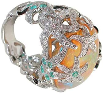 צלעות טבעת טבעות אנימה טבעת תכשיטי גבירותיי אופנה פרח רטרו מגמת זירקון משובץ טבעות אופל קריסטל טבעת