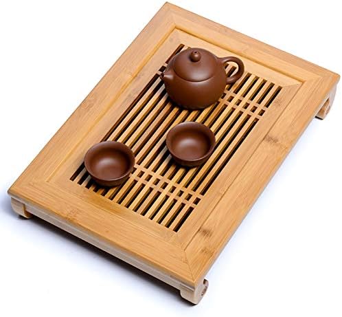 מאגר כשרון תה סוג במבוק מגש תה - שולחן תה יפני/סיני גונגפו קופסת מגש קופסת מגש לקונגפו סט תה 15.7 x 11.4 x