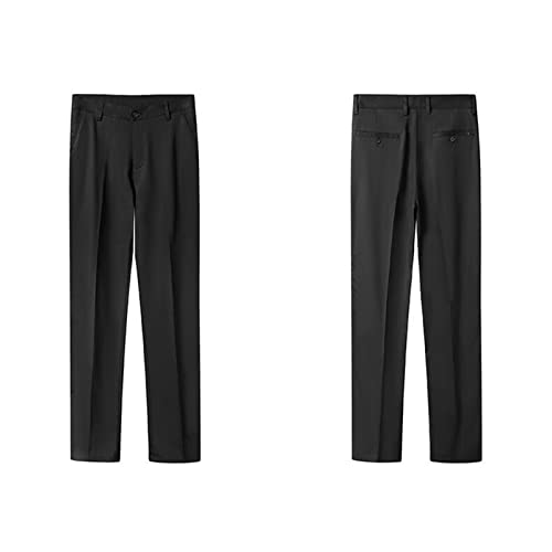 מכנסיים מתיחה בכושר דק לגברים מכנסיים חליפה מזדמנים בצבע אחיד קלאסי מכנסיים נוחות עסקית קלים