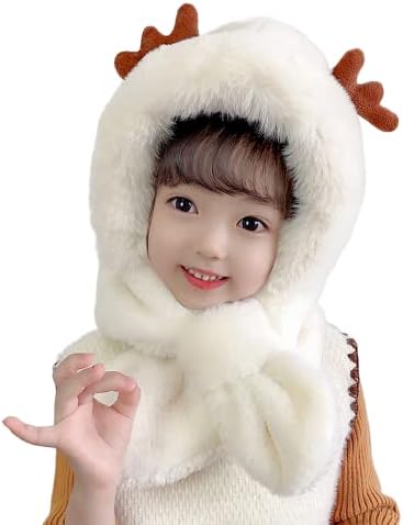 ילדים כפית כובע סרוג חורף חג המולד Kawaii איילים כובע גולגולת צעיף צוואר צוואר צבי חם אוזן קרניים פליס פלאש ילדה ילדה