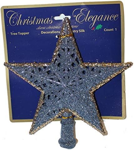 נושא זהב כחול משי כפרי 8.3 H נצנץ גימור כוכב עץ כוכב טופר עץ חג המולד קישוט