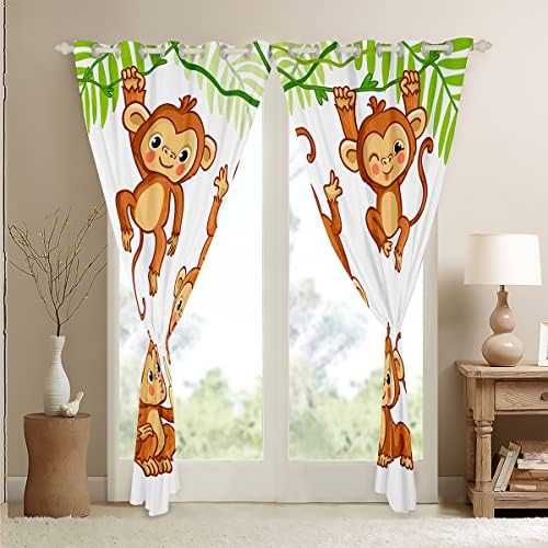 ילדים קופים חמודים וילונות חלון לחדר שינה סלון קוף קוף קוף בננה וילונות בנים בנים דפוס חיות בר וילונות חלון