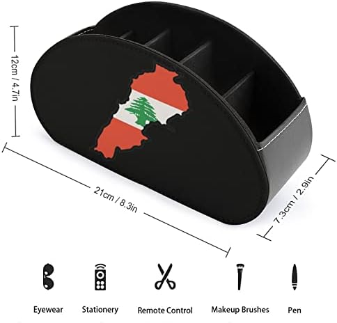 מפה של לבנון דגל טלוויזיה שלט רחוק מחזיק עם 5 תאים עור מפוצל תיבת אחסון ארגונית עבור ציוד משרדי