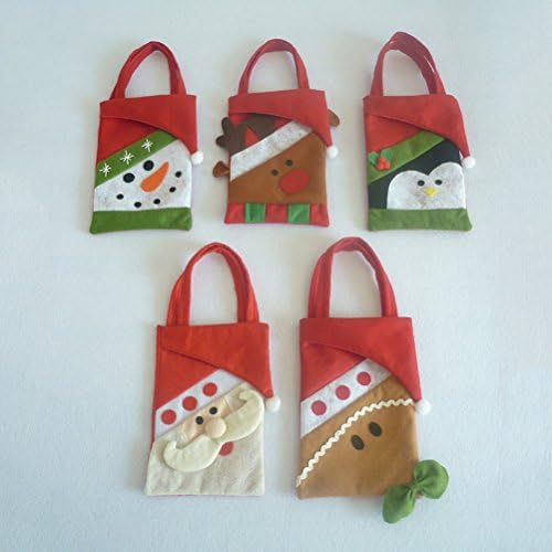 3 יחידים שקיות ממתקים לילדים תיק מתנה לתיק חג המולד נייד עם קישוטי חג המולד של מסיבת חג המולד