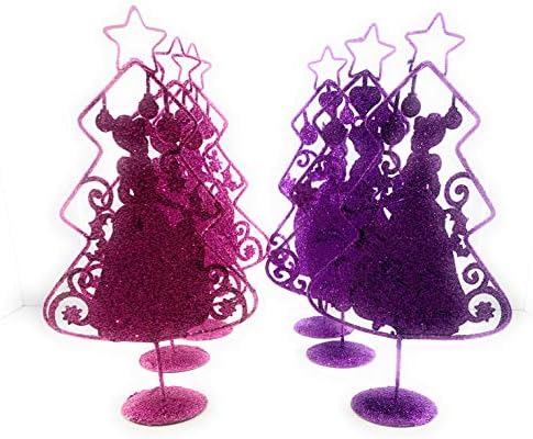 ערכות תרמיות נסיכת דיסני מתכת נצנצים עץ חג המולד 10 חבילה 6 - 3 ורוד ו -3 סגול