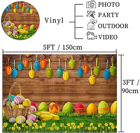 אביב שמח פסחא תפאורות לצילום כפרי עץ קיר צבעוני ביצים תמונה רקע עבור תינוק ילדי פסחא ספקי צד פוטושוט ויניל