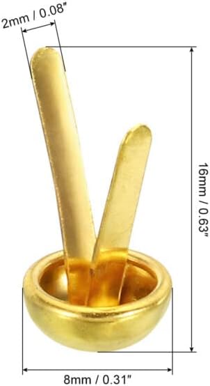 חלקי כלים של Eviki 100 יחידות 8x16 ממ מיני בראדס מחברים נייר אביזרי ספר לאביזרים טון זהב