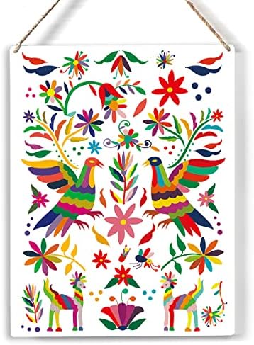 דפוס מקסיקני מודרני שלט עץ צבעוני שלטי עץ מקסיקניים צבעוניים כפריים תלויים תלויים באמנות קיר בית 8 x 10, עיצוב