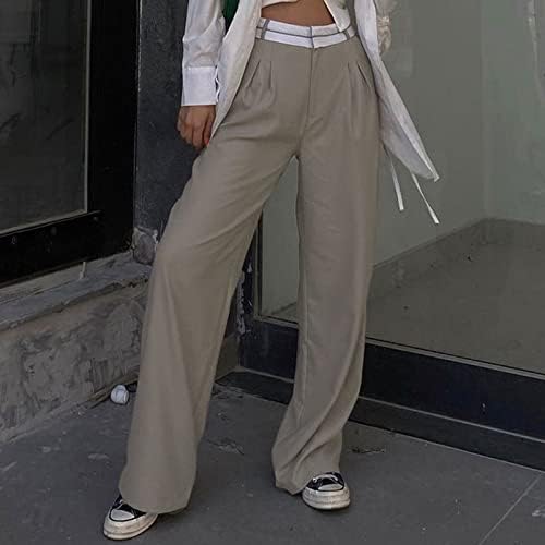 נשים בתוספת מכנסי טרנינג אחוי מוצק צבע אופנה הרזיה מזדמן מכנסייםנישה עיצוב סמרטוט נשים נייר תיק מכנסיים