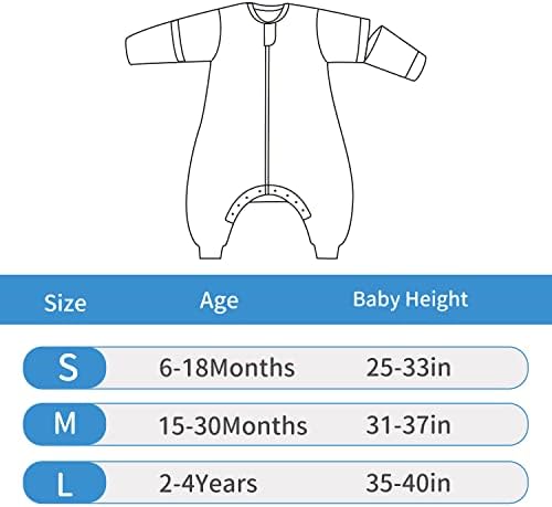 חליפת שינה לתינוקות של USBETTAS, כותנה חכמה תרמוסטטית מעבר שינה שק שינה 1.0 טוג