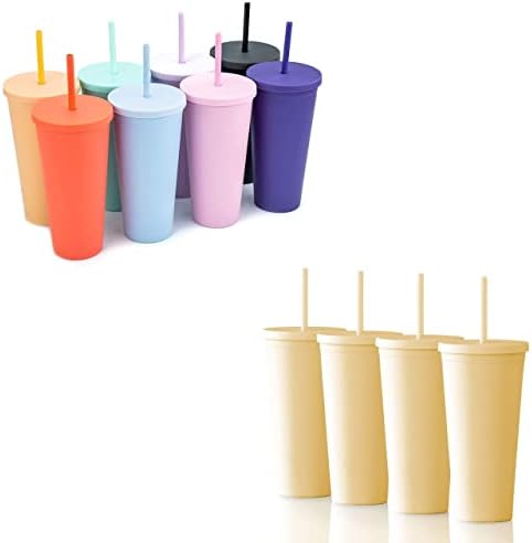 חבילה של כוסות שכבות! 8 חבילה 22 גרם פסטל בצבעי כוס אקרילים עם מכסים וקשיות + 4 חבילה