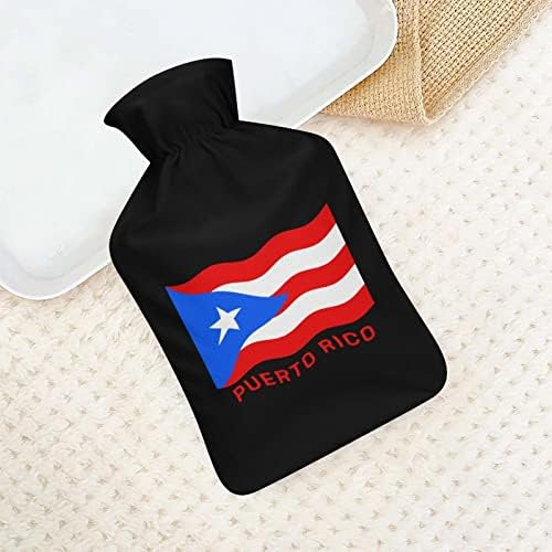 דגל פוארטו ריקו שקית מים חמים עם כיסוי קצר בכיסוי גומי בקבוקי מים חמים