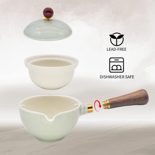 ערכת תה גונגפו סינית של Lurrier, סט קומקום נייד עם 360 יצרנית תה סיבוב ומוציאה, ניידים כולם בשקית מתנה אחת