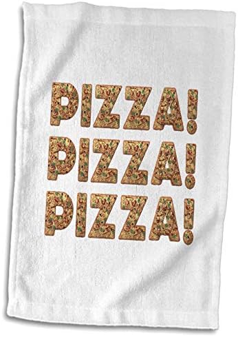 פיצה פיצה פיצה 3 דרוזית - אמנות טקסט מעוטרת פיצה, טיפוגרפיה על לבן - מגבות