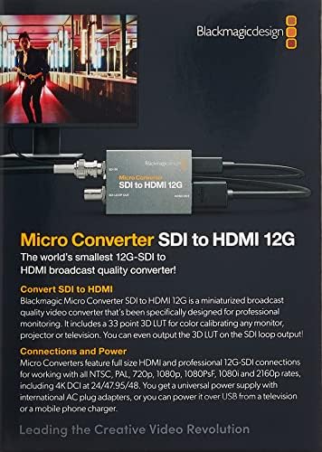 ממיר מיקרו עיצוב Blackmagic SDI ל- HDMI 12G עם אספקת חשמל