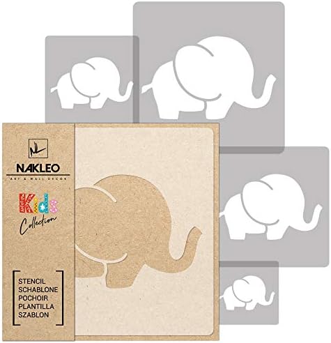 Nakleo 5 PCS שבלונות פלסטיק לשימוש חוזר - חיה של יונק פיל - 13.4 עד 3.5 - דפוס ילדים ציור לילדים תבנית תבנית - ריהוט