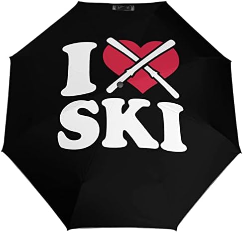 אני אוהב סקי גולש מטריית נסיעות אטומה לרוח 3 קפלים מטרייה מתקפלת פתוחה אוטומטית לגברים נשים