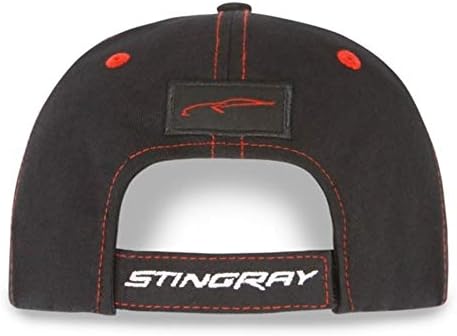 כובע תיקון C7 Corvette - רצועת גב וולקרו מתכווננת עם תסריט סטינגריי: כובע בייסבול שחור/אדום